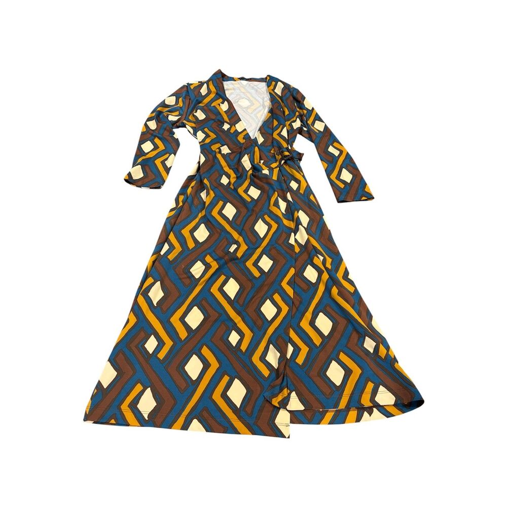 J. Mclaughlin Wrap Dress Womens Size Medium Multicolor Geo Print